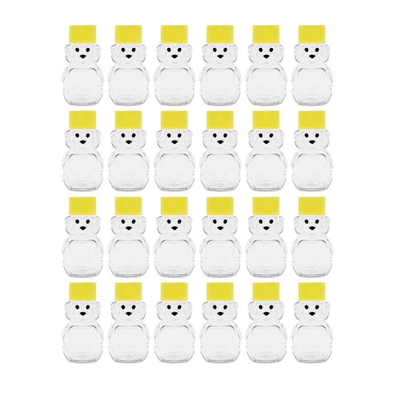 CLEARVIEW CONTAINERS - 2 Ounce Honey Bears with Sealable Yellow Screw Top Lid - 24 Pack (2 oz. bear, 24pk, yellow) - Image 1